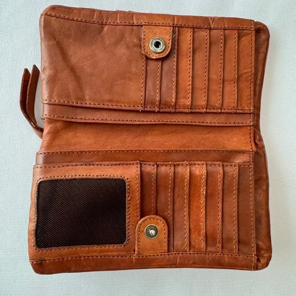 Vilenca Holland Cognac Brown Woven Leather Wallet - Super Soft! - Picture 10 of 11